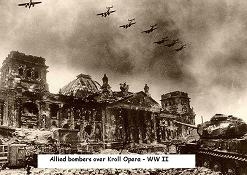 Allied bombers over Kroll Opera. WWII